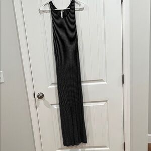 Black with white stripes midi dress